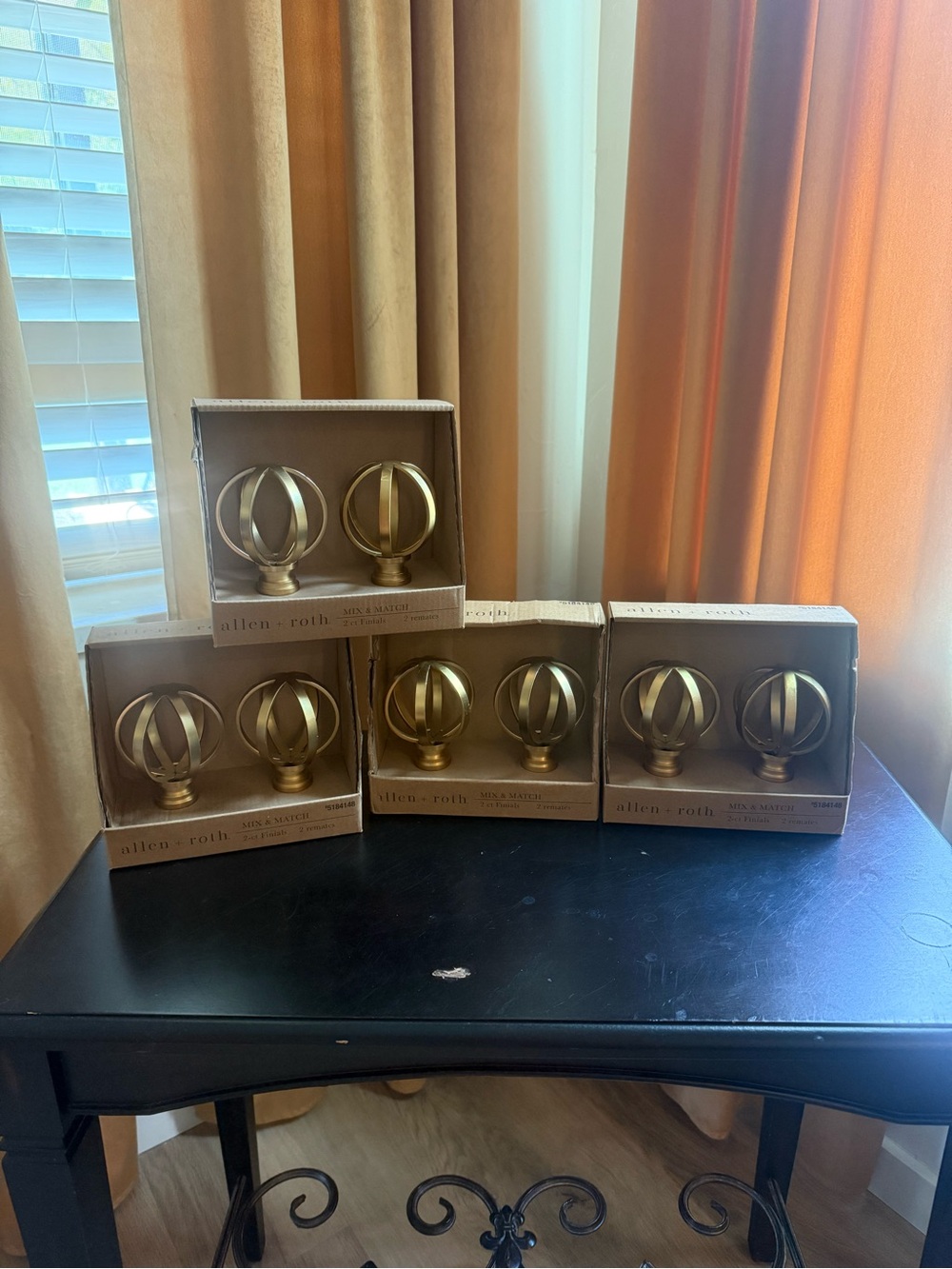 Allen + Roth Gold Curtain Rod Finials Set of 8 (4 Packs) New in Box #5184148